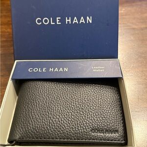 Cole Haan Textured Black Leather Card Holder